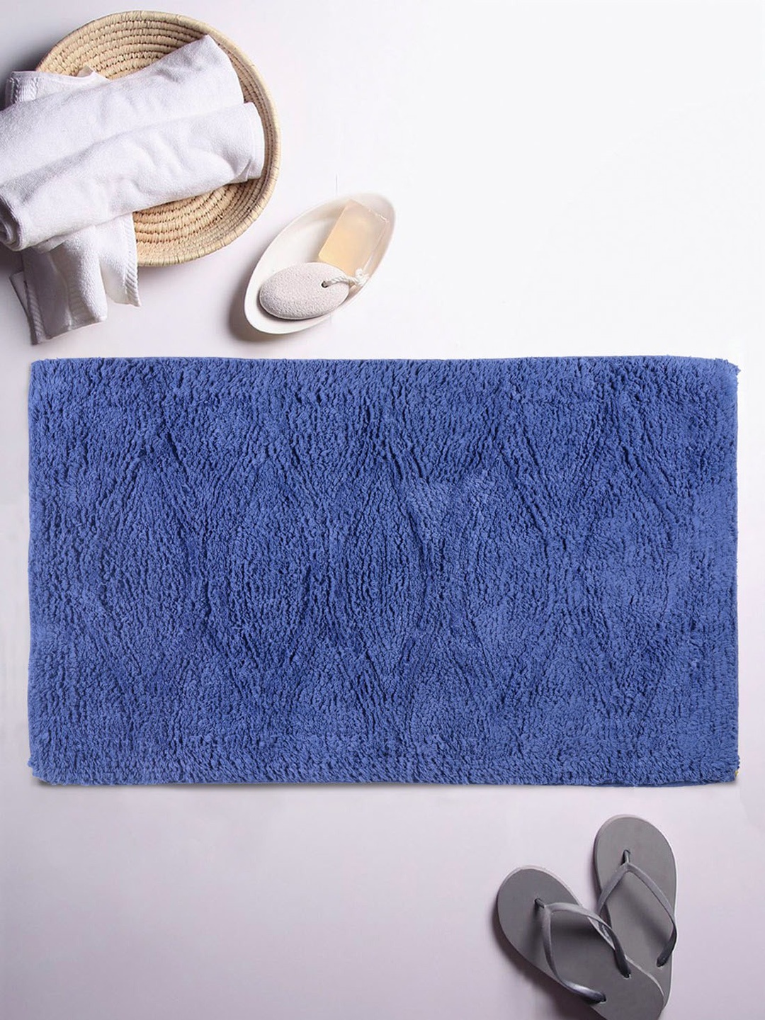 

ROMEE Blue Solid Anti-Skid Bath Rugs