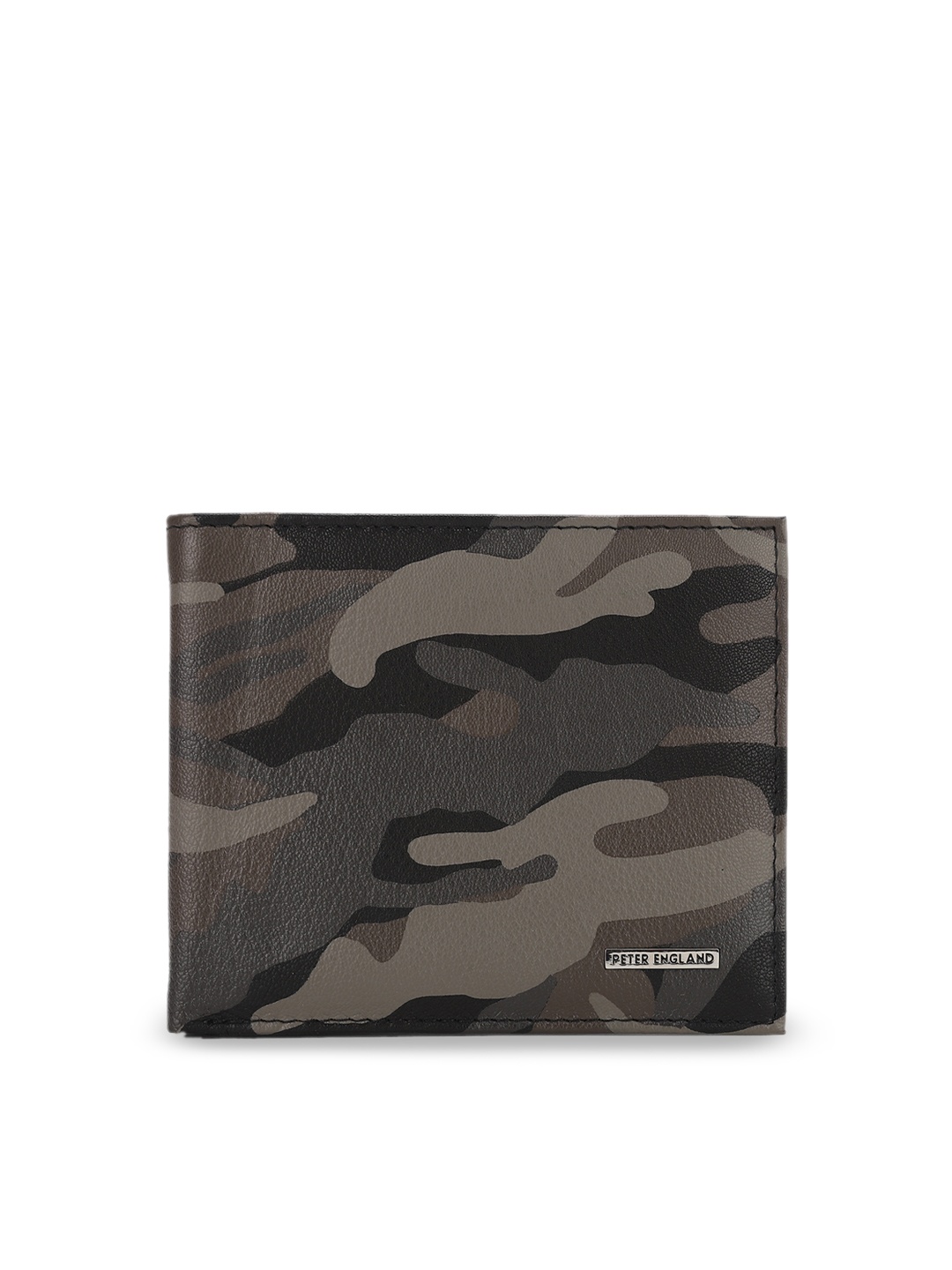 

Peter England Men Brown Printed Leather Two Fold Wallet