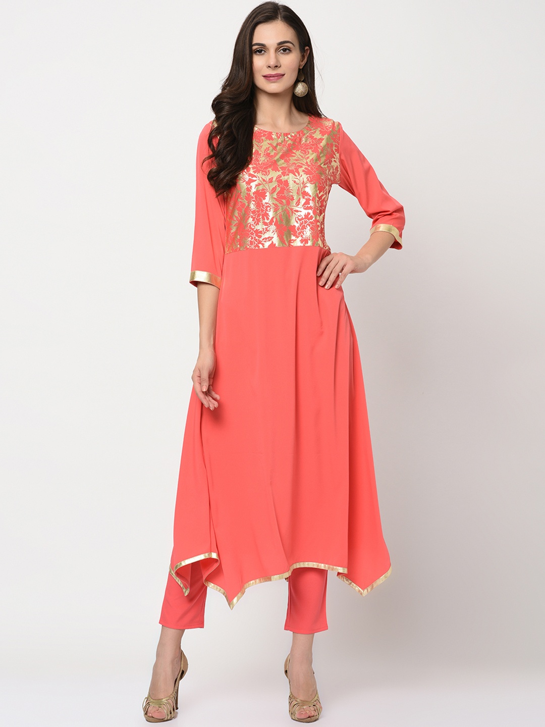 ZIYAA Women Pink Printed A-Line Kurta