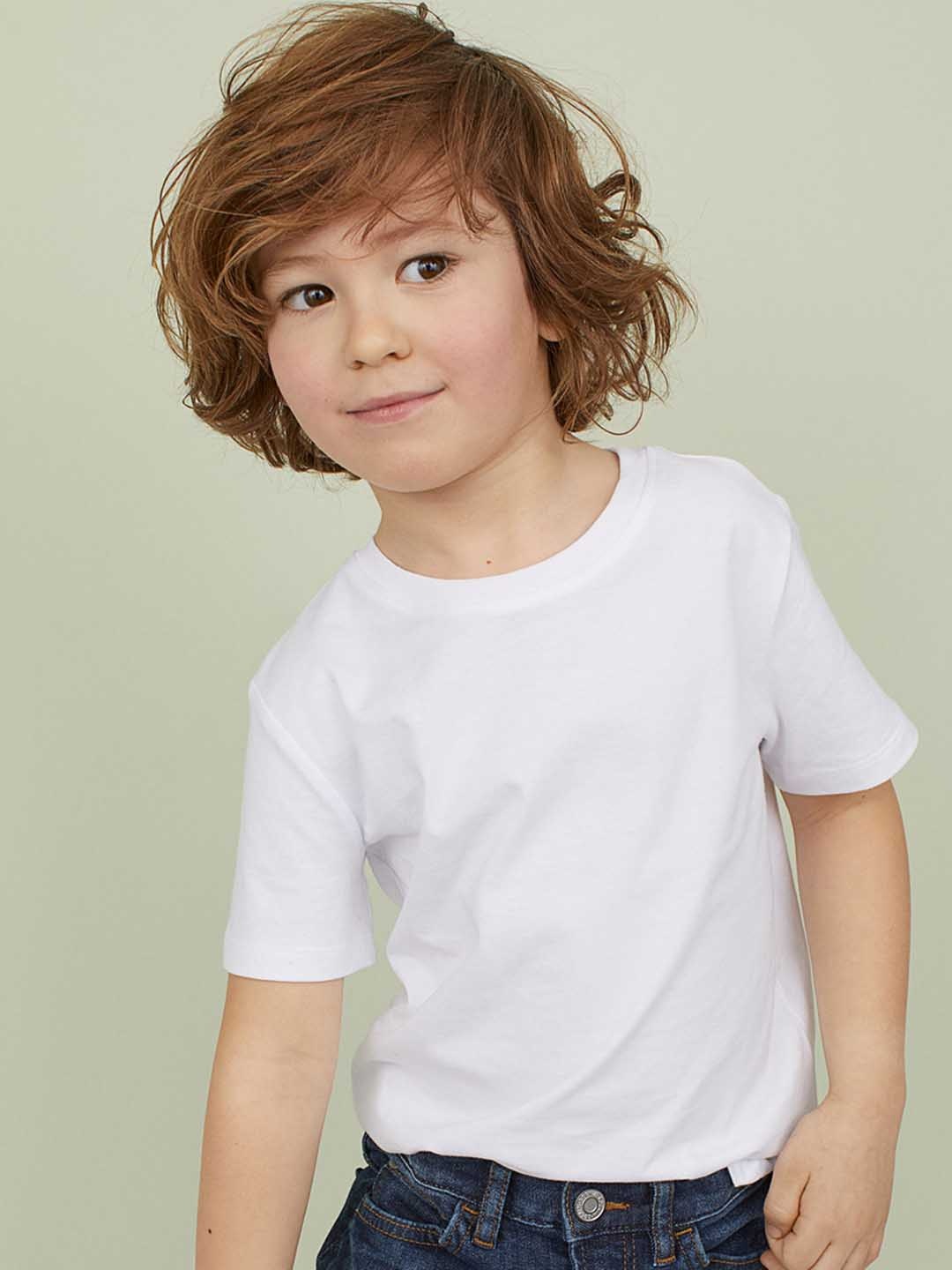 

HM Boys White Solid 3-Pack Pure Cotton T-shirts