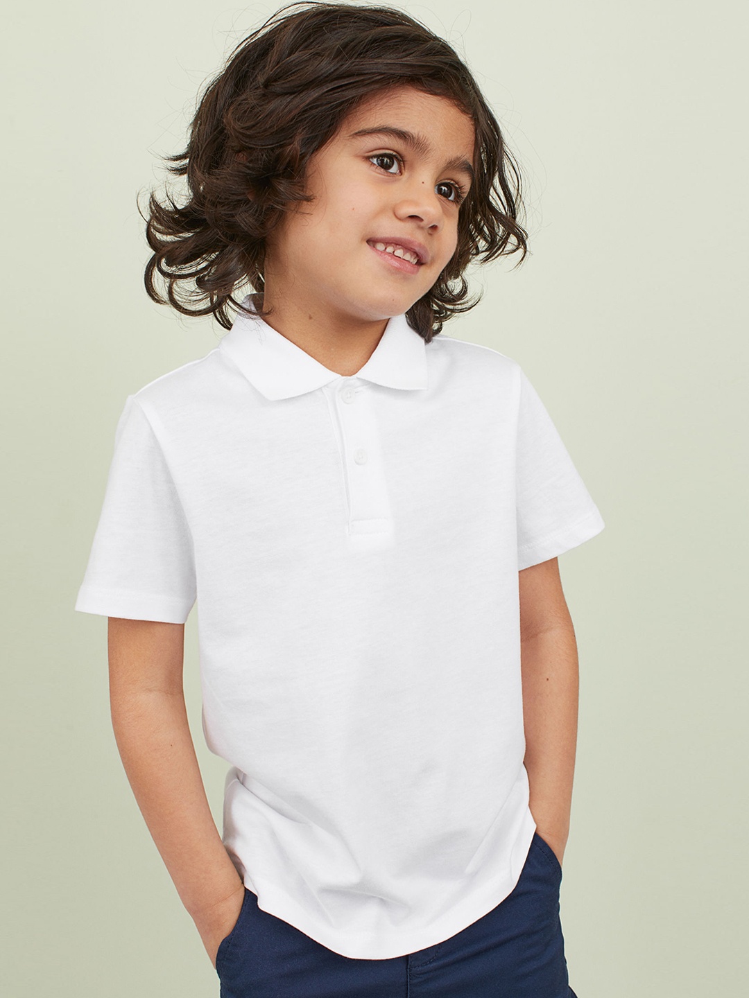

HM Boys White Solid Polo shirt