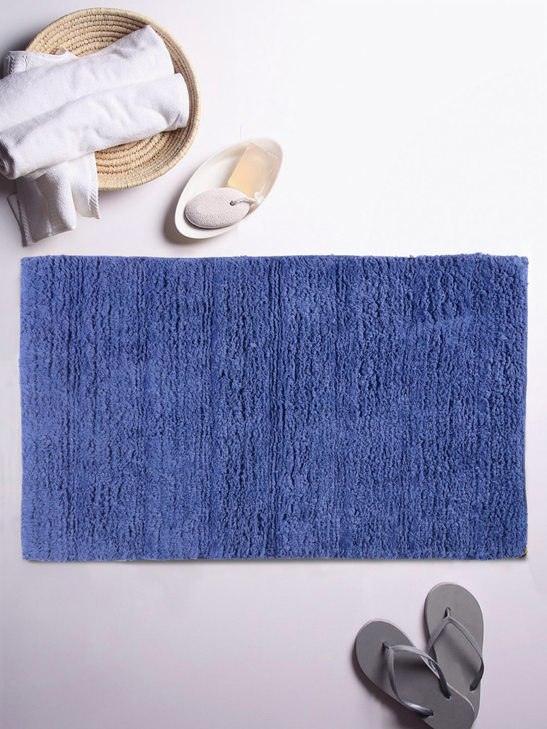 

ROMEE Blue Solid Anti-Skid Bath Rugs