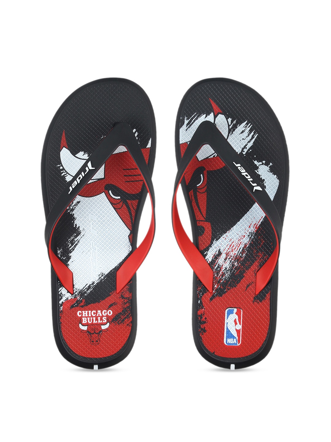 Rider Men Black & Red Printed Thong Flip-Flops