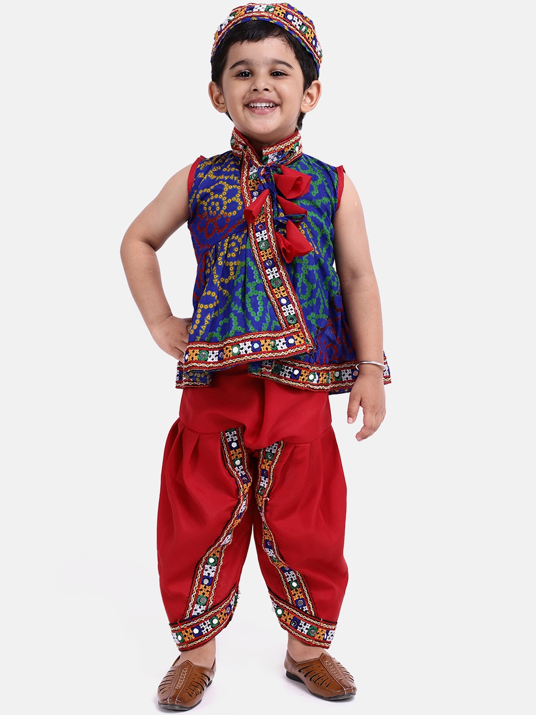 

BownBee Boys Blue & Red Printed Kurta with Dhoti Pants