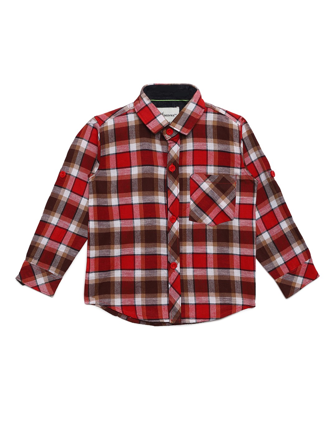 

Aj DEZInES Boys Red & Brown Regular Fit Checked Casual Shirt