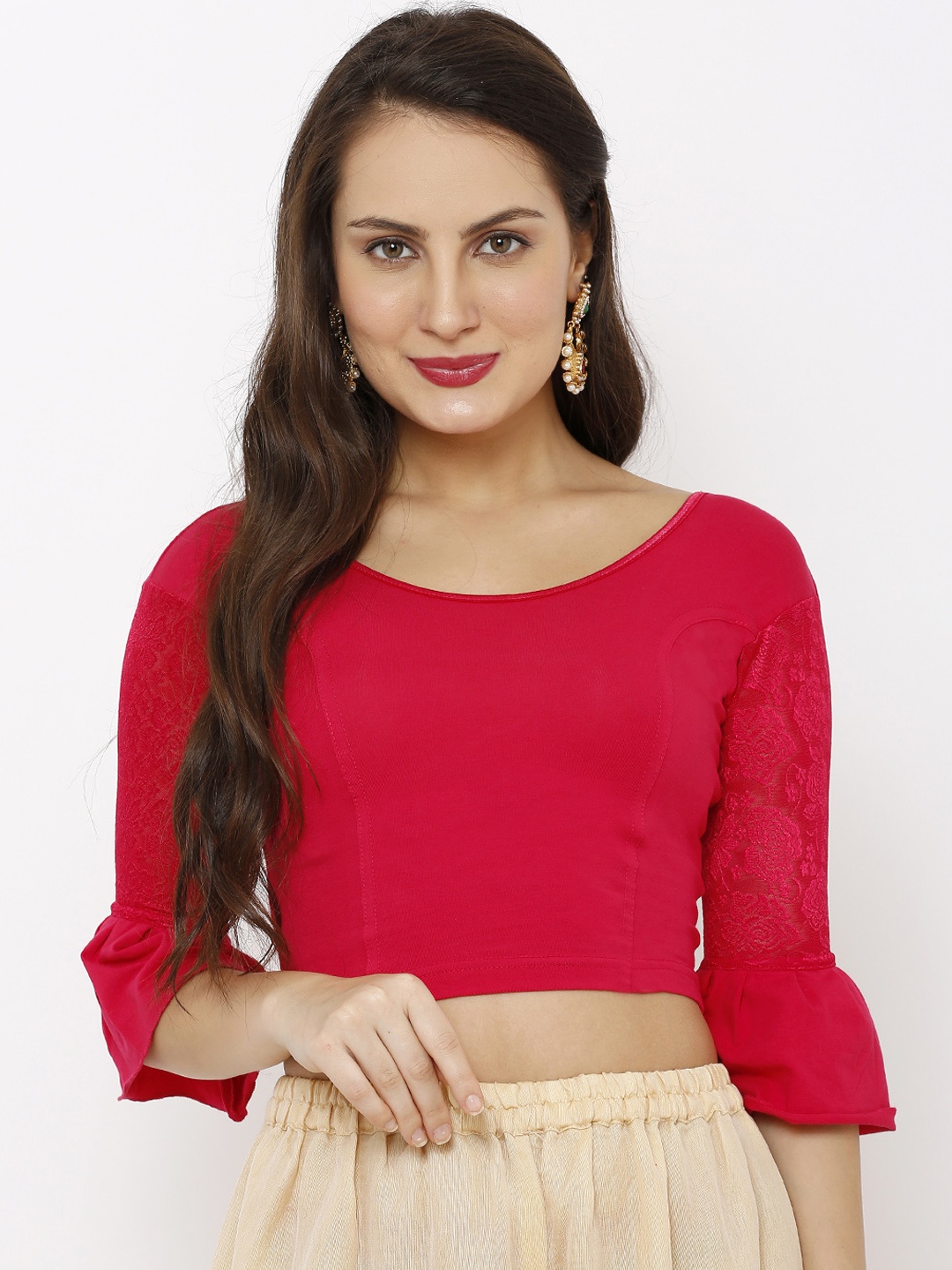 

Salwar Studio Women Red Solid Stretchable Readymade Saree Blouse