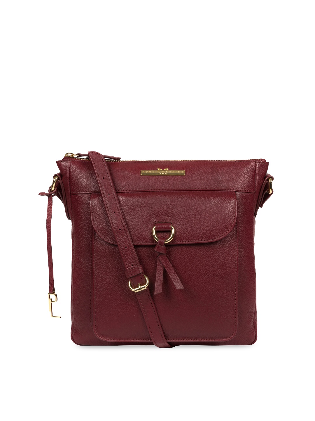 

PURE LUXURIES LONDON Women Maroon Solid Genuine Leather Holbroke Sling Bag