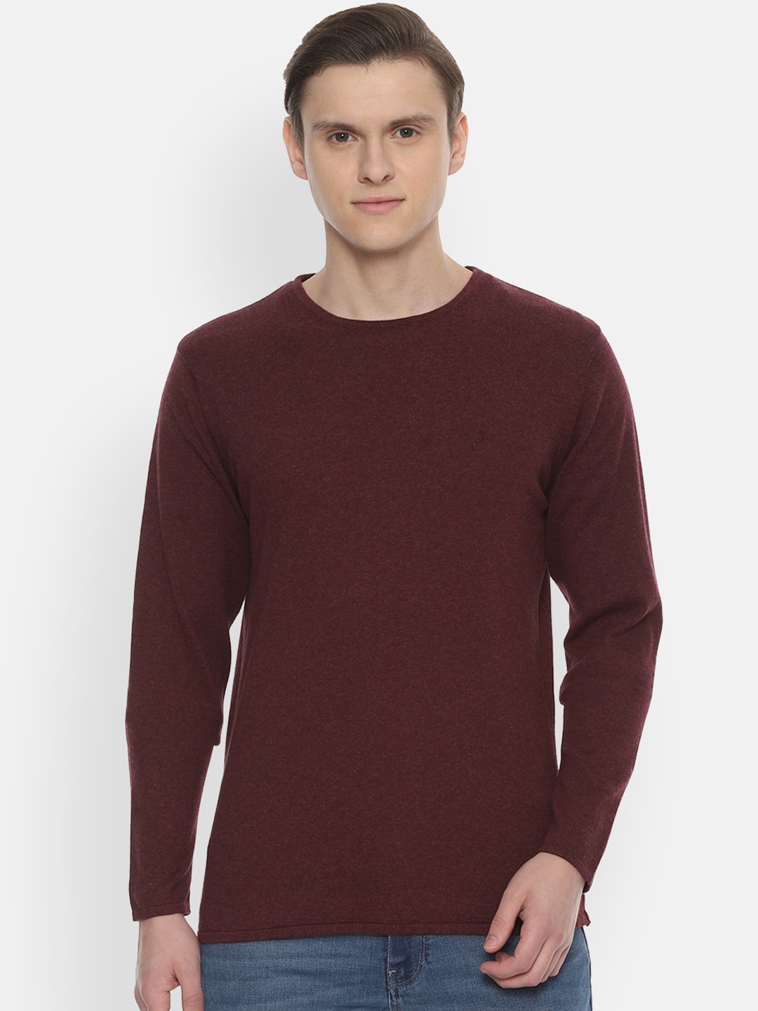 

Allen Solly Men Maroon Solid Pullover Sweater