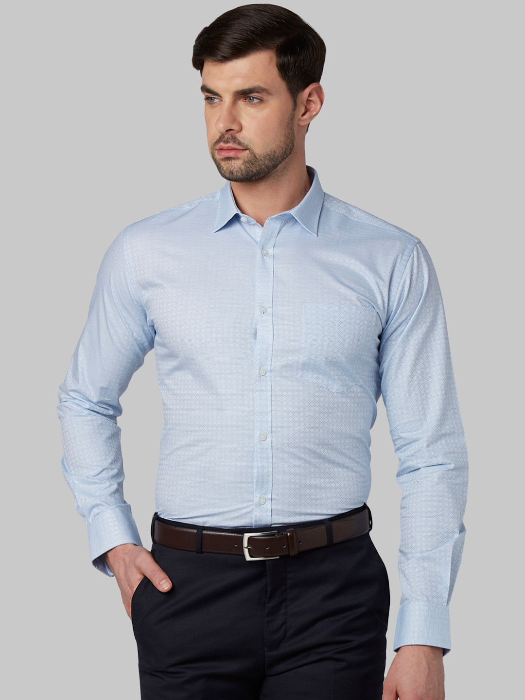 

Park Avenue Men Blue Slim Fit Self Design Formal Shirt