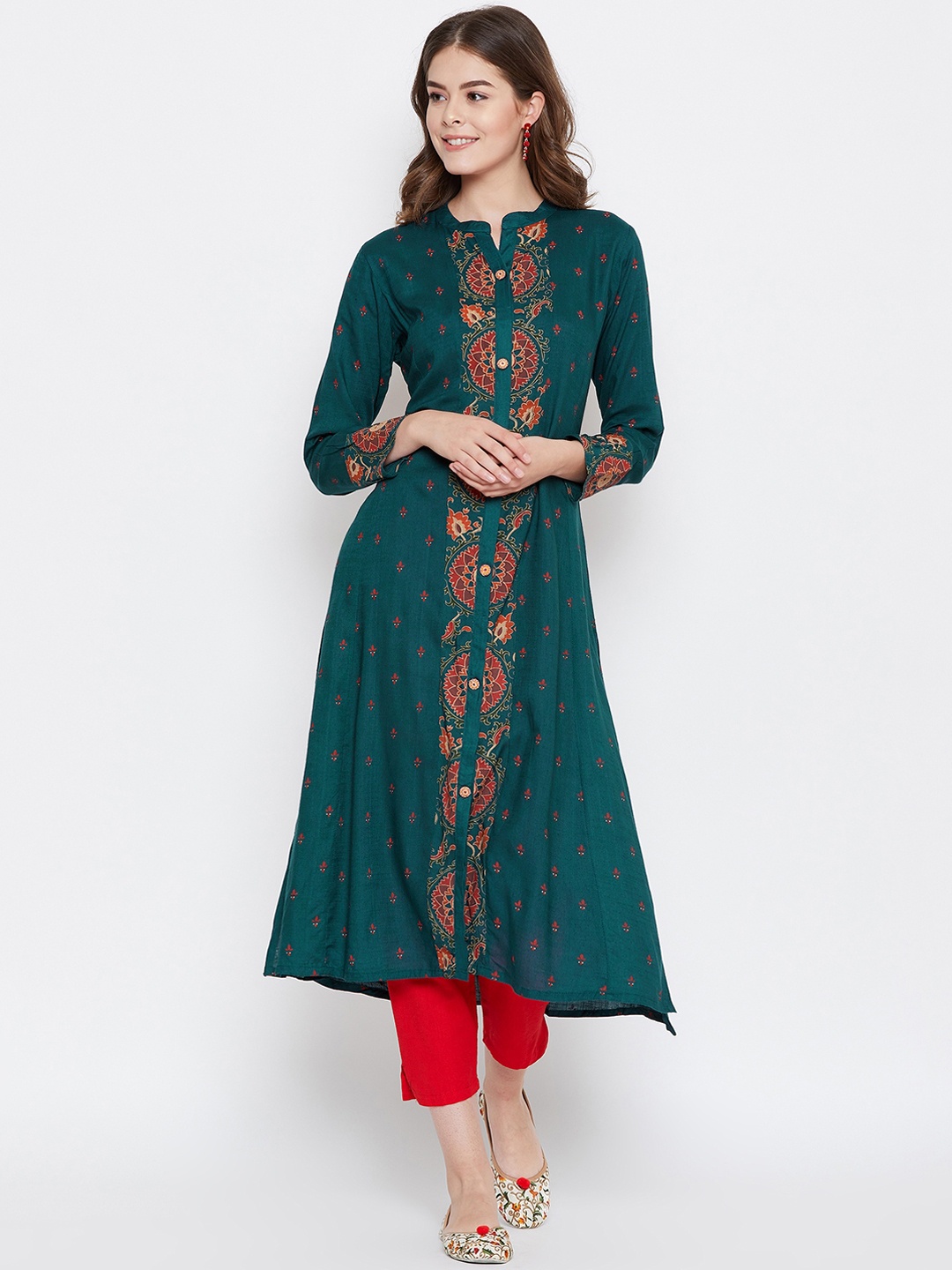

Prakhya Women Teal Printed Straight Kurta