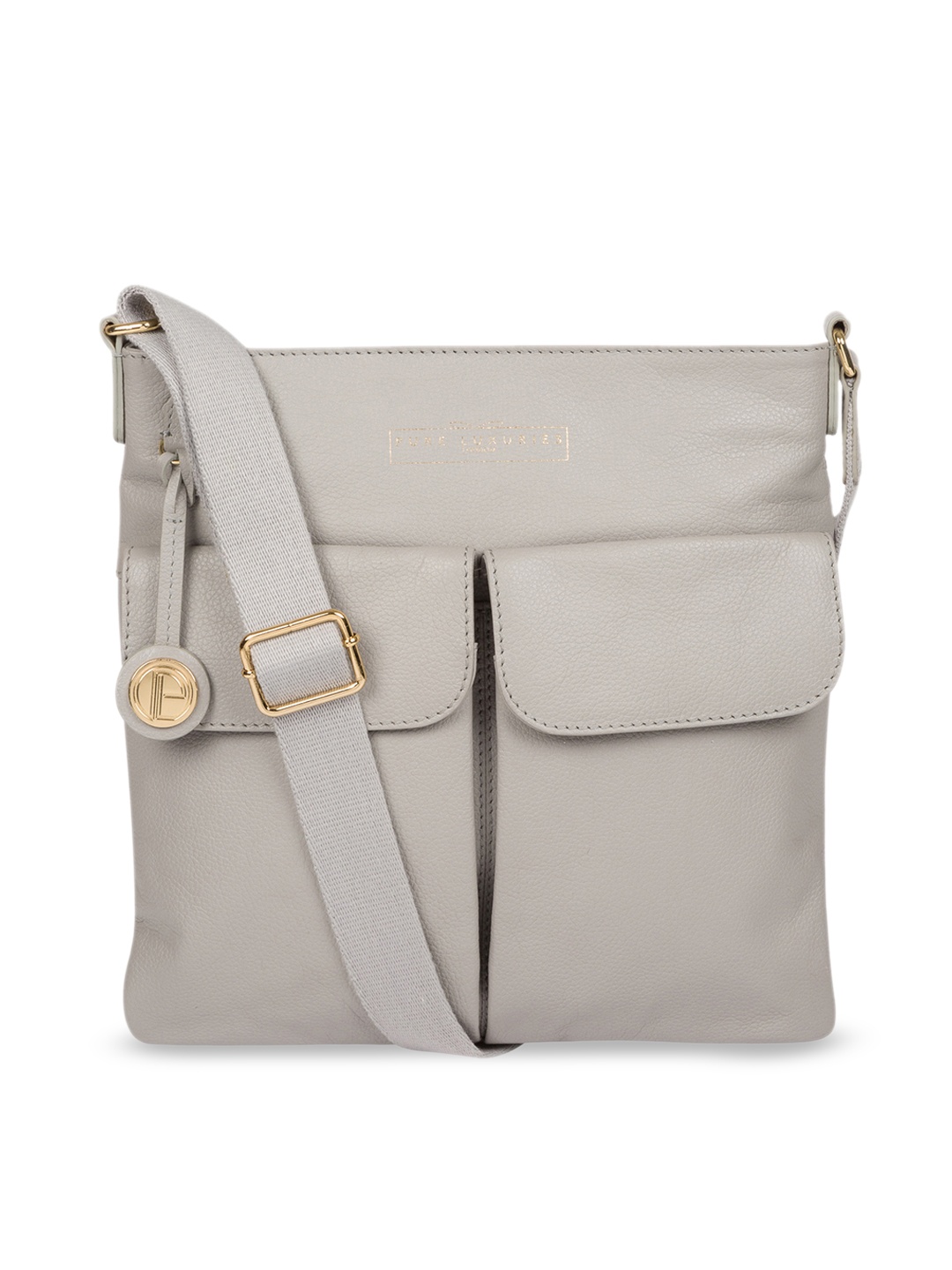 

PURE LUXURIES LONDON Women Grey Solid Genuine Leather Soames Sling Bag