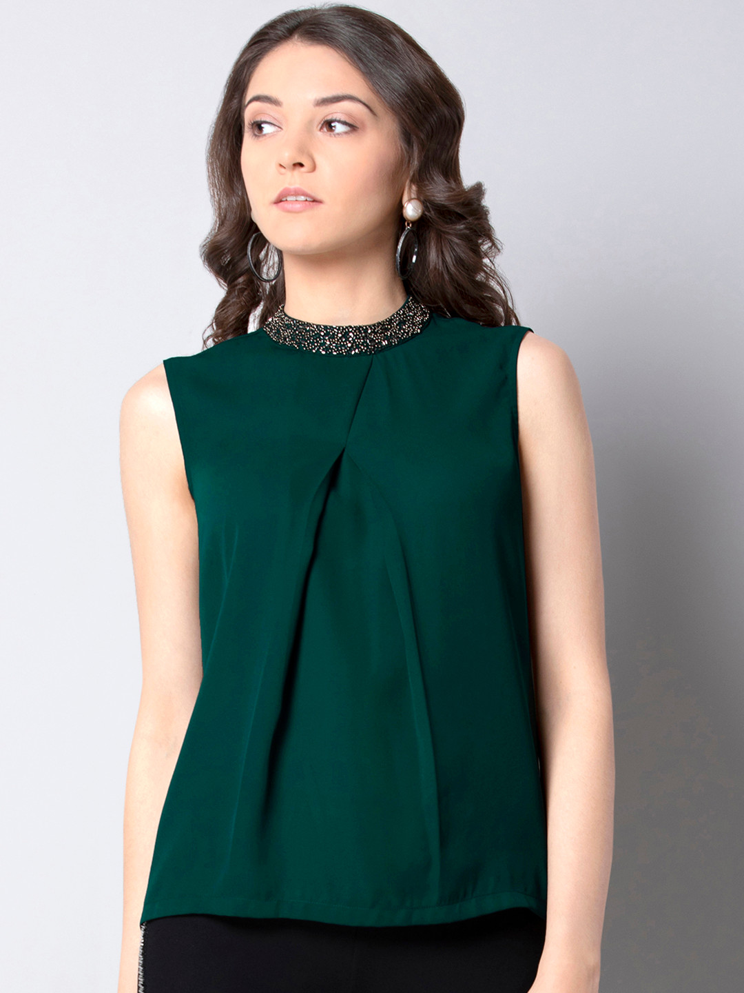 

FabAlley Women Green Solid Top