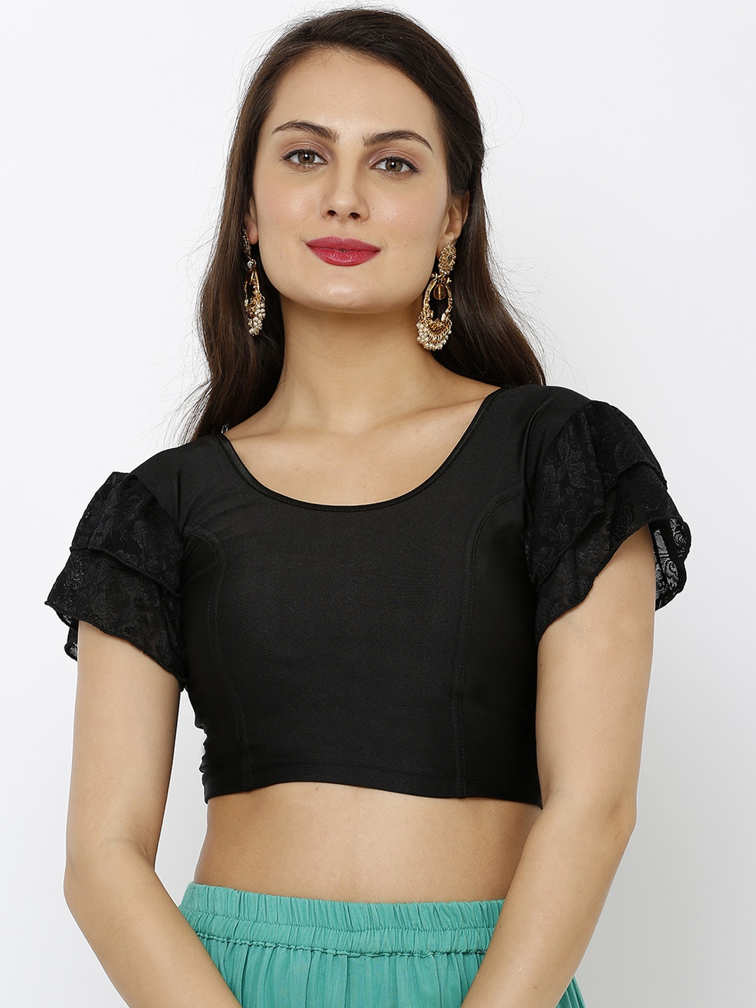 

Salwar Studio Women Black Solid Stretchable Readymade Saree Blouse
