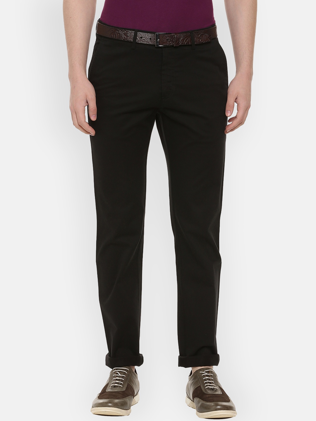 

Allen Solly Men Black Regular Fit Solid Regular Trousers