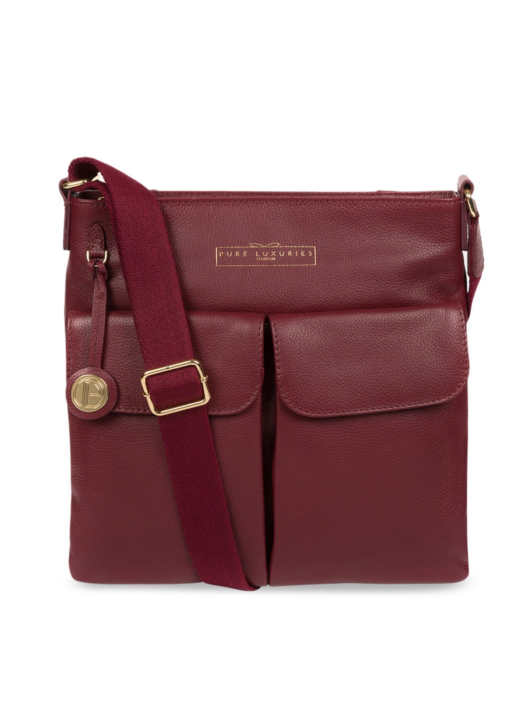 PURE LUXURIES LONDON Women Maroon Solid Genuine Leather Soames Sling Bag