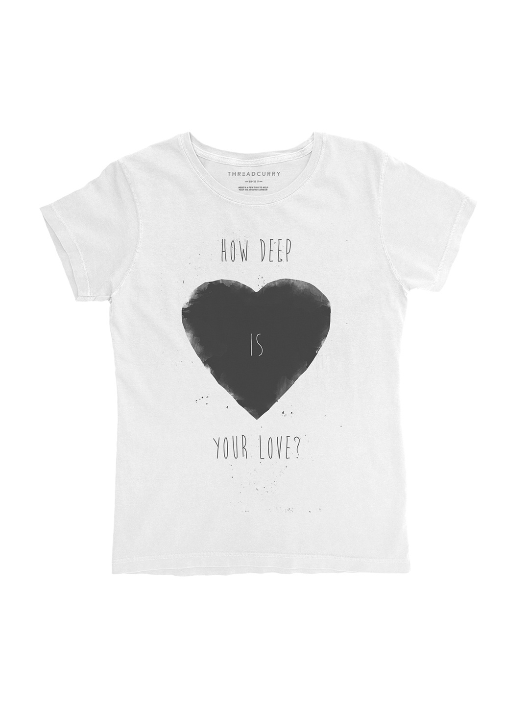 

THREADCURRY Girls White Love Print Tshirt