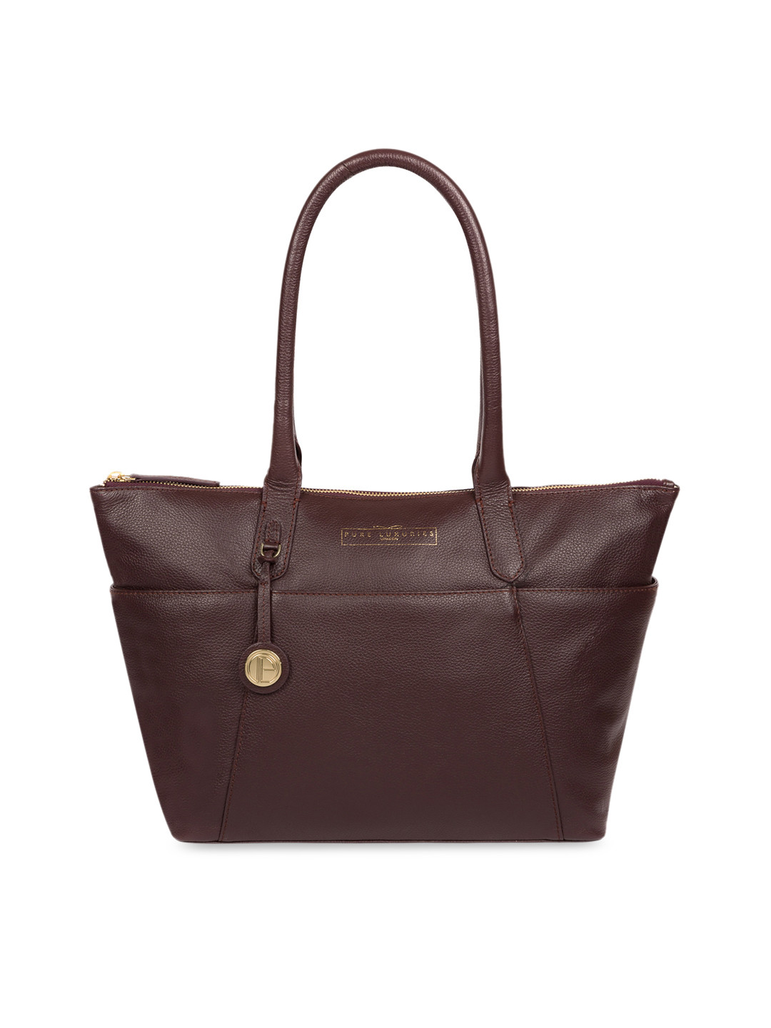 

PURE LUXURIES LONDON Women Burgundy Solid Genuine Leather Everly Shoulder Bag, Brown
