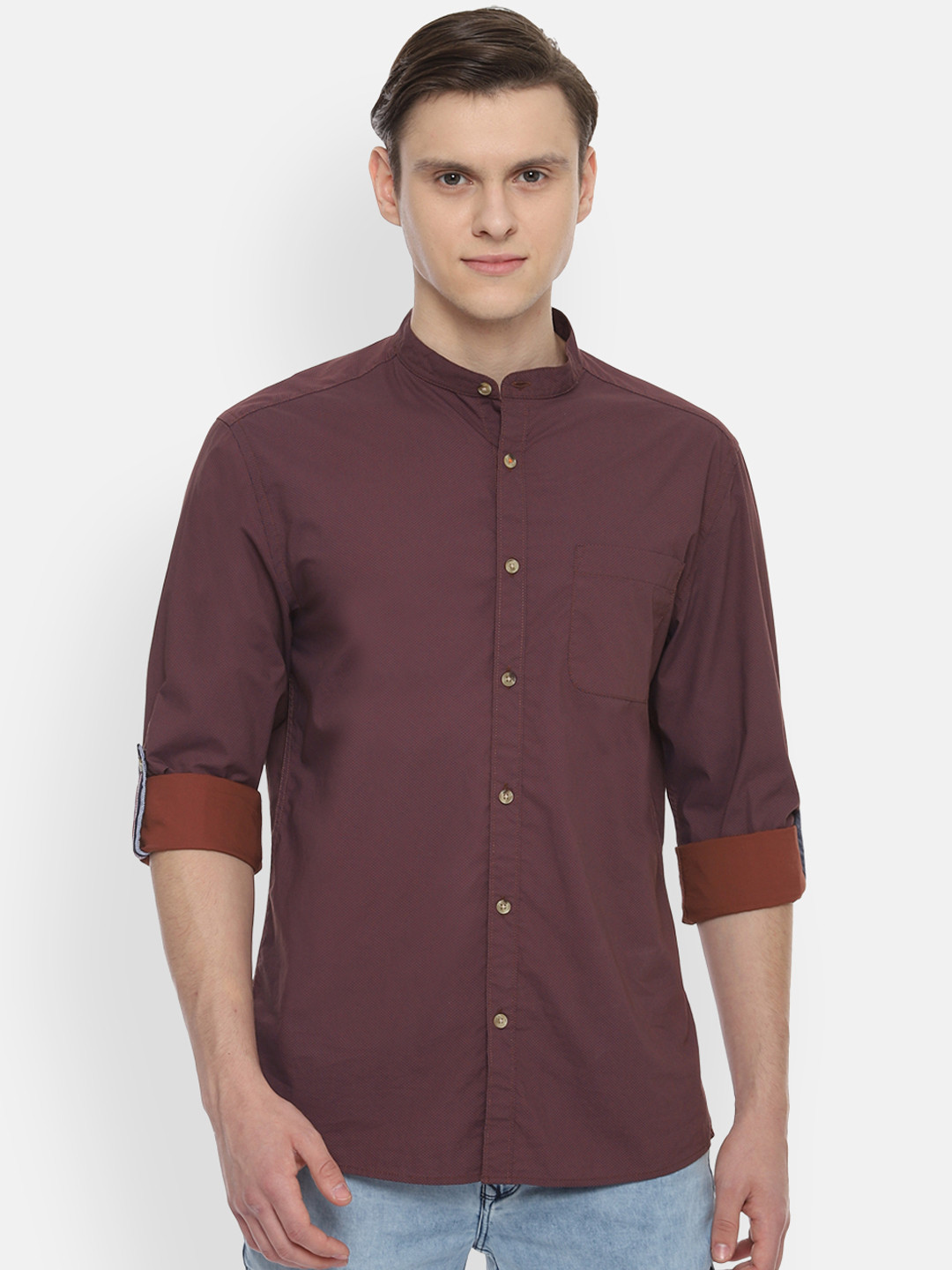 

People Men Purple Slim Fit Checked Casual Shirt