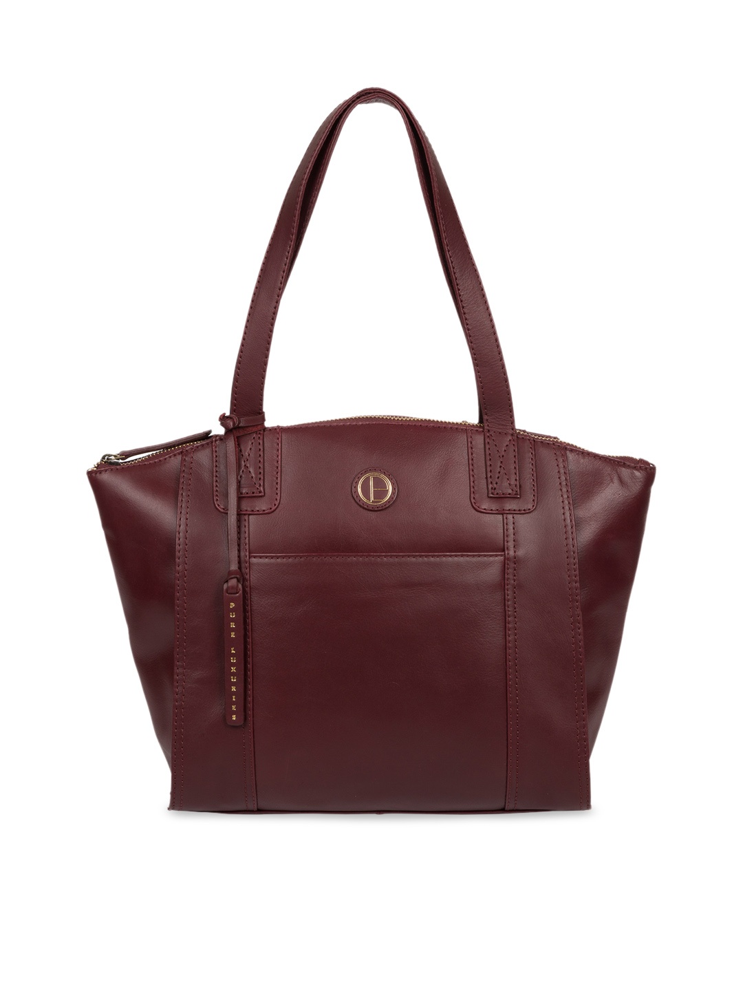 

PURE LUXURIES LONDON Women Burgundy Solid Genuine Leather Jura Shoulder Bag