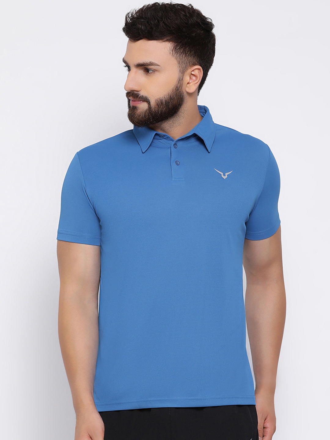 

Invincible Men Blue Solid Polo Collar T-shirt