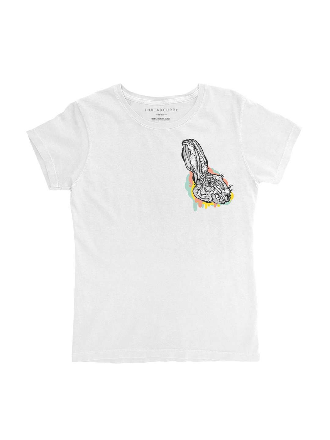 

THREADCURRY Girls White Printed Round Neck T-shirt