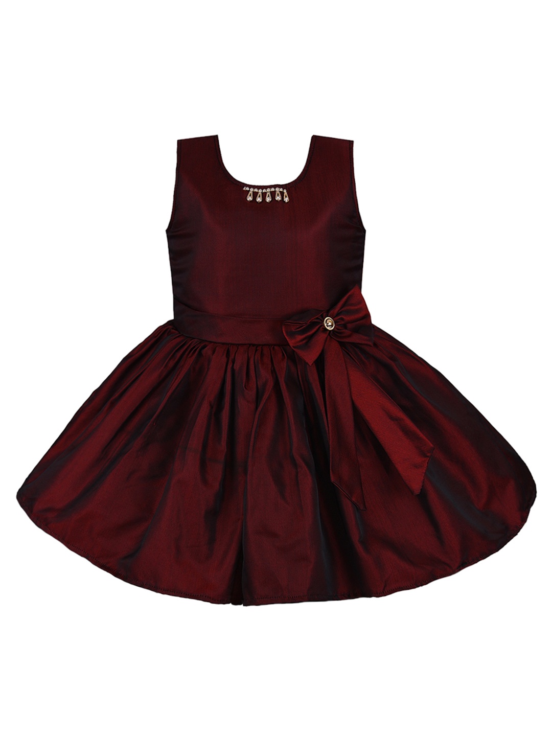 

Wish Karo Girls Embellished Maroon Fit and Flare Dress