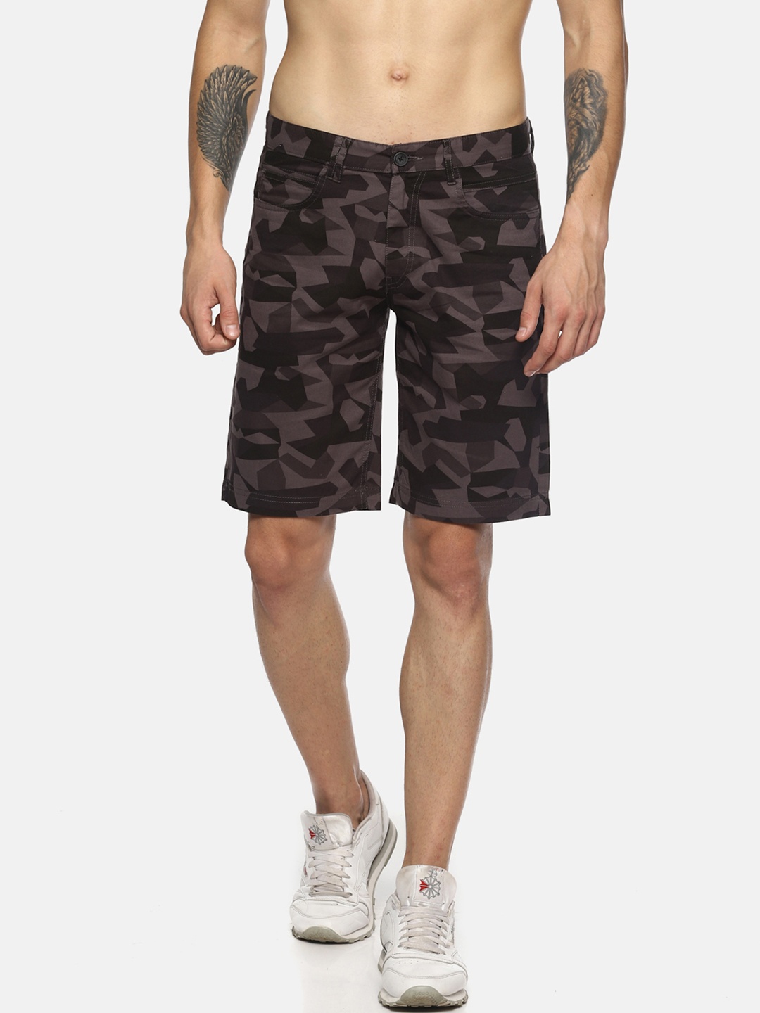 

IVOC Men Grey Printed Slim Fit Regular Shorts