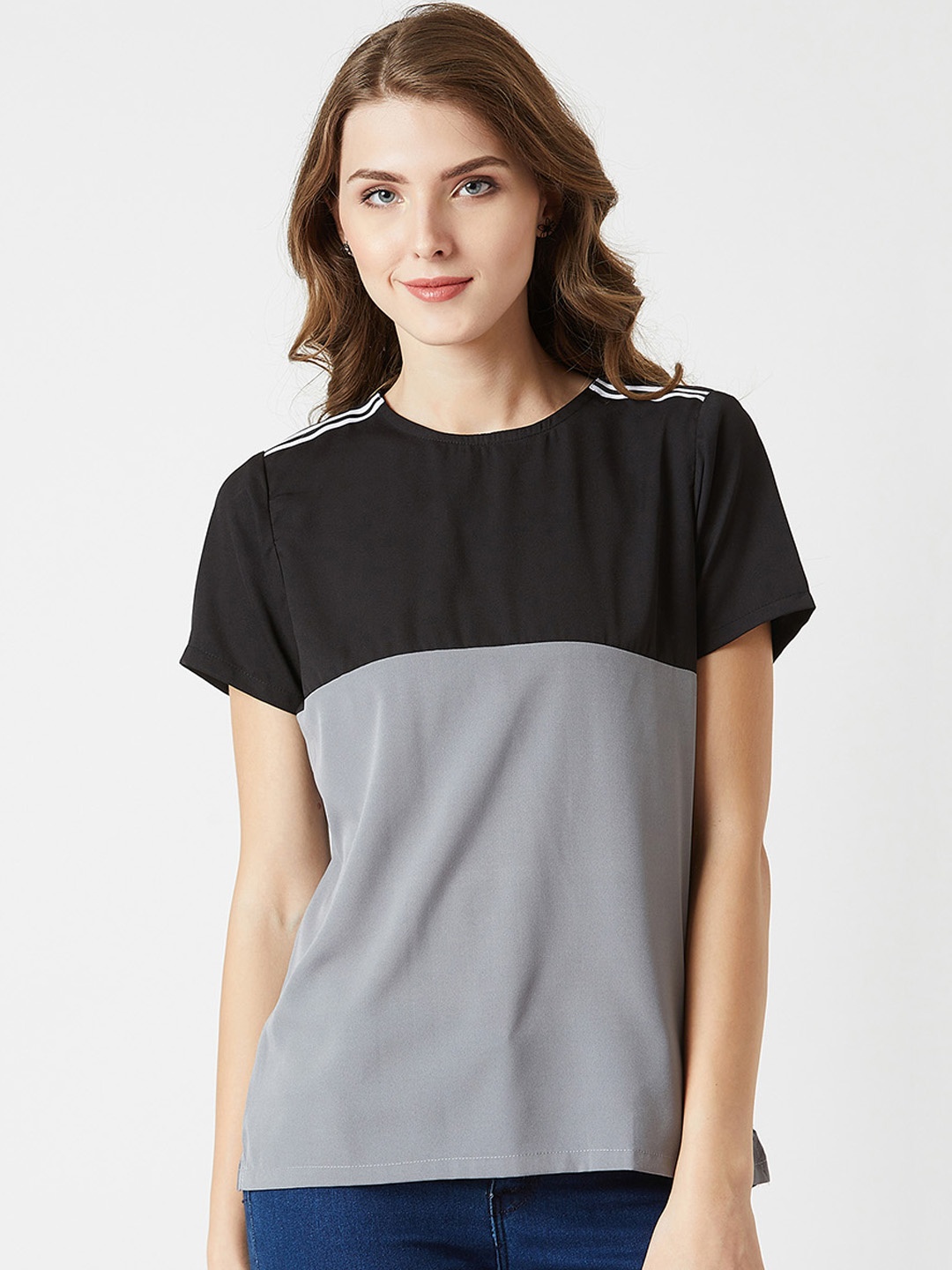 

Miss Chase Women Black Colourblocked Top
