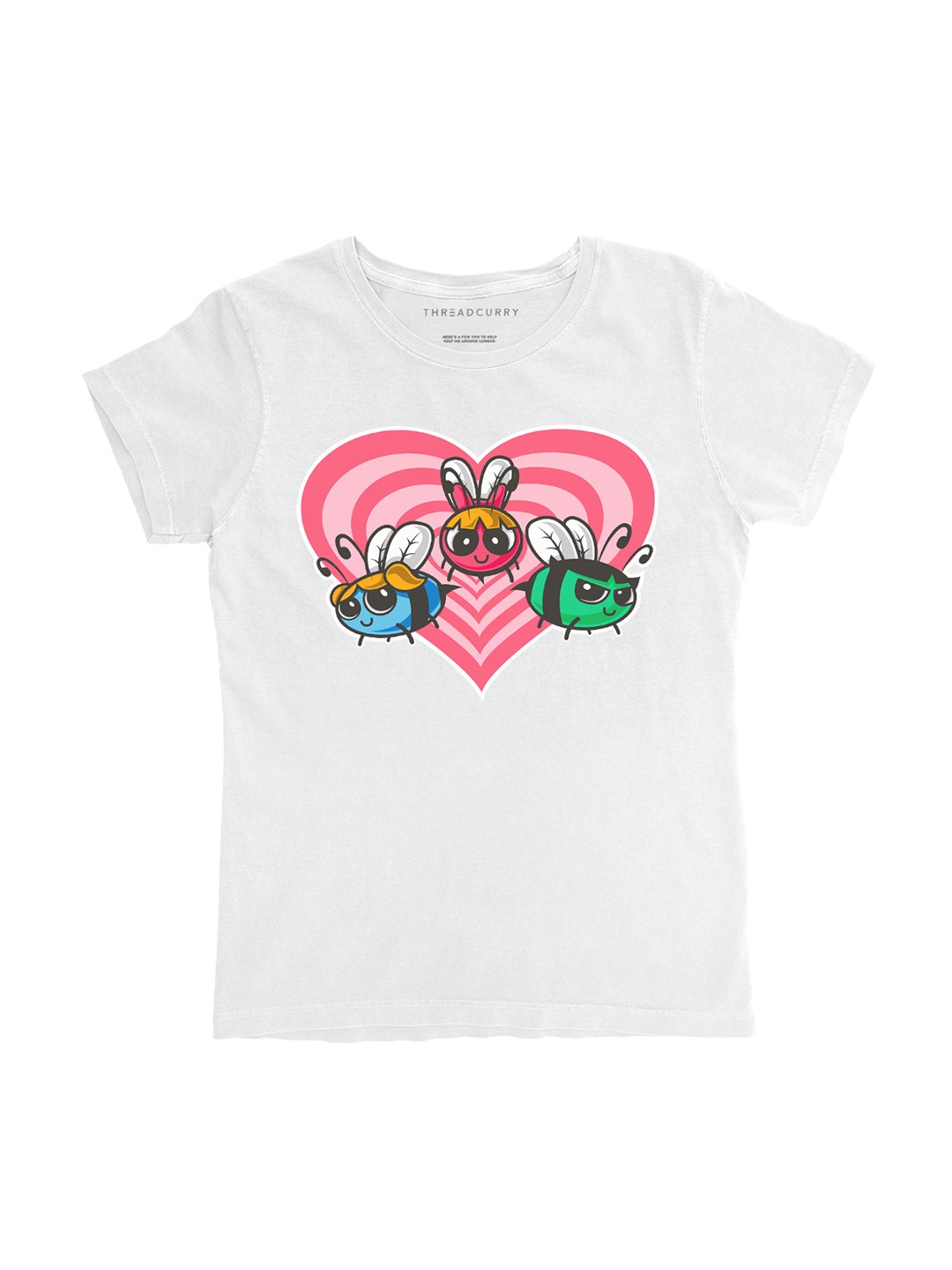 

THREADCURRY Girls White Printed Round Neck T-shirt