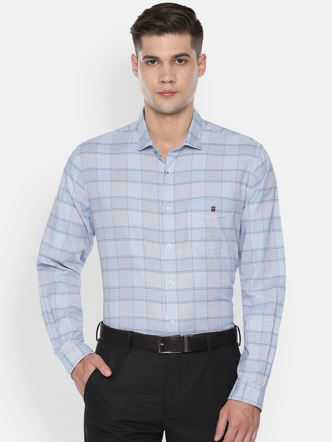 

Louis Philippe Sport Men Blue Slim Fit Checked Formal Shirt