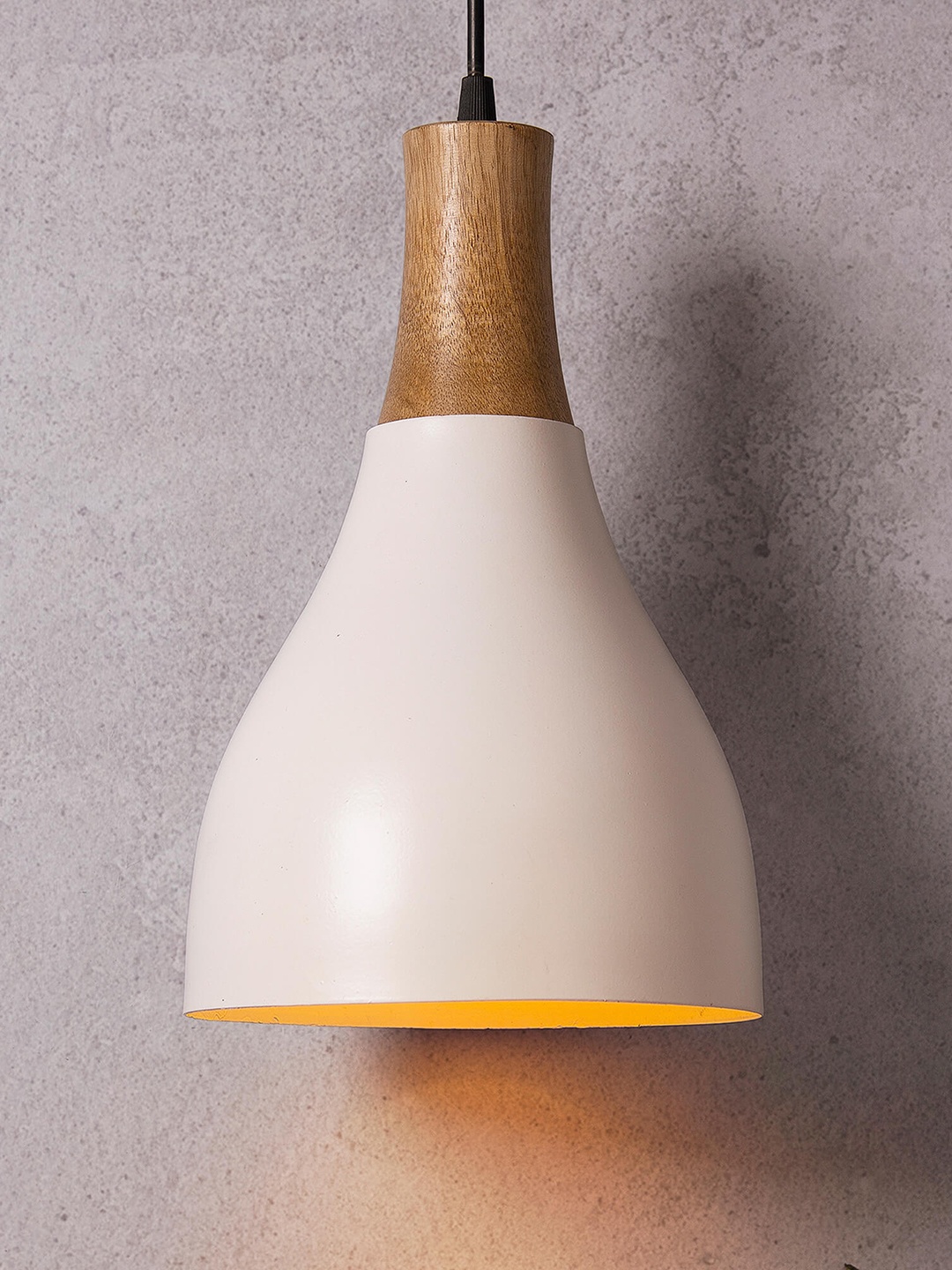 Homesake White Solid Handcrafted Croft Metal and Wood Hanging Light