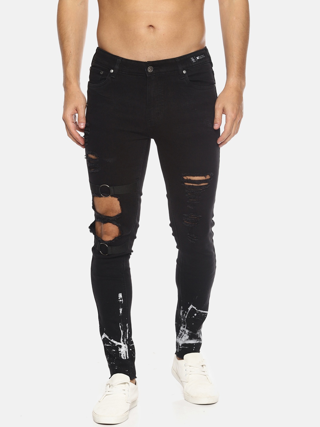 

KULTPRIT Men Black Skinny Fit Mid-Rise Highly Distressed Stretchable Jeans