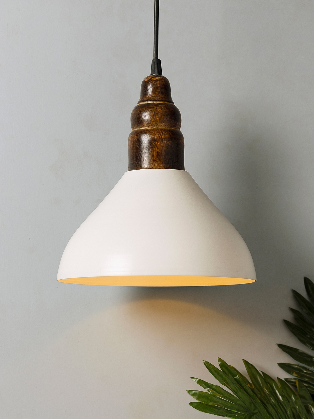 

Homesake White Solid Handcrafted Nate Metal and Wood Hanging Light