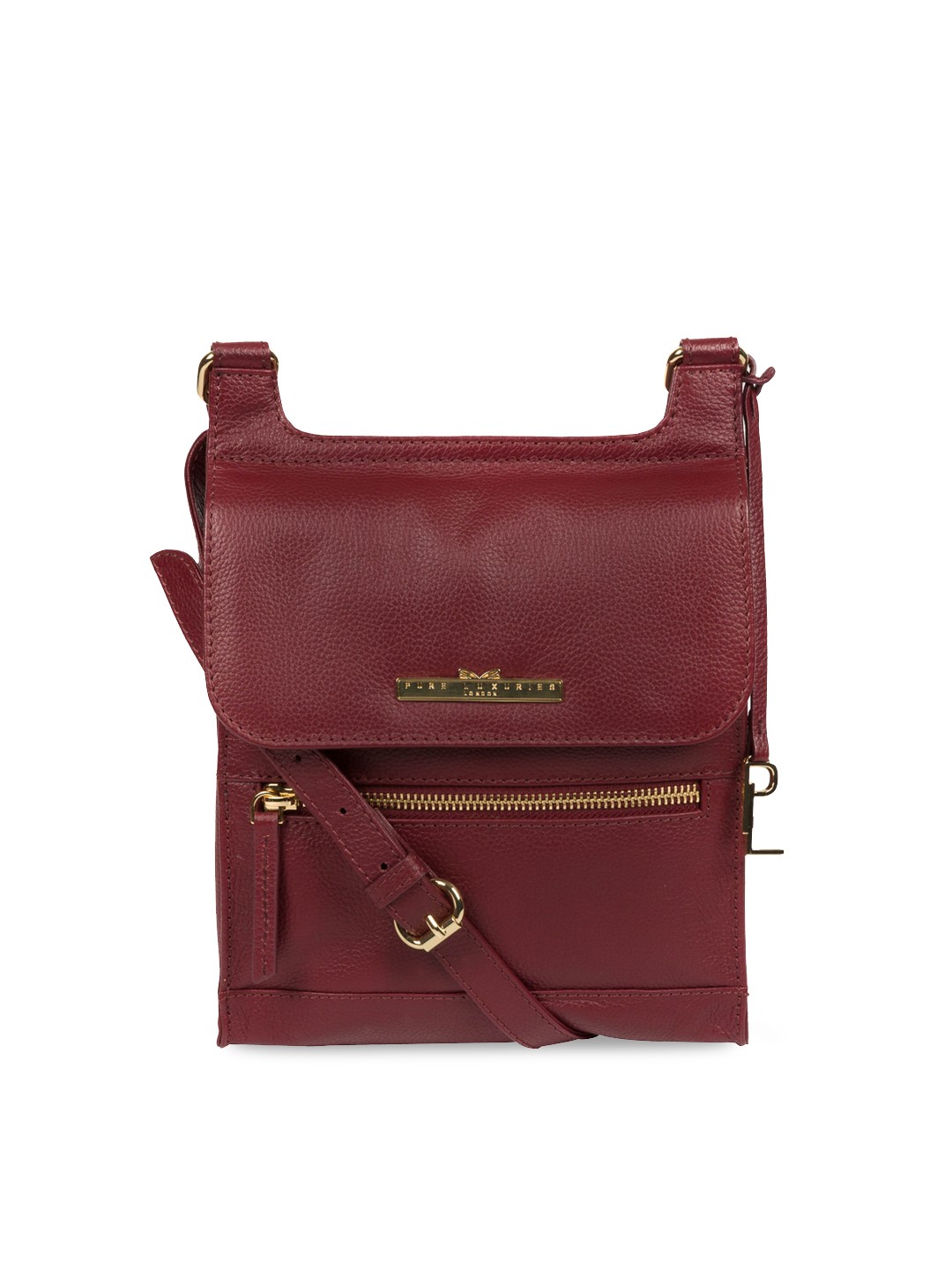 

PURE LUXURIES LONDON Women Maroon Solid Genuine Leather Kempston Sling Bag