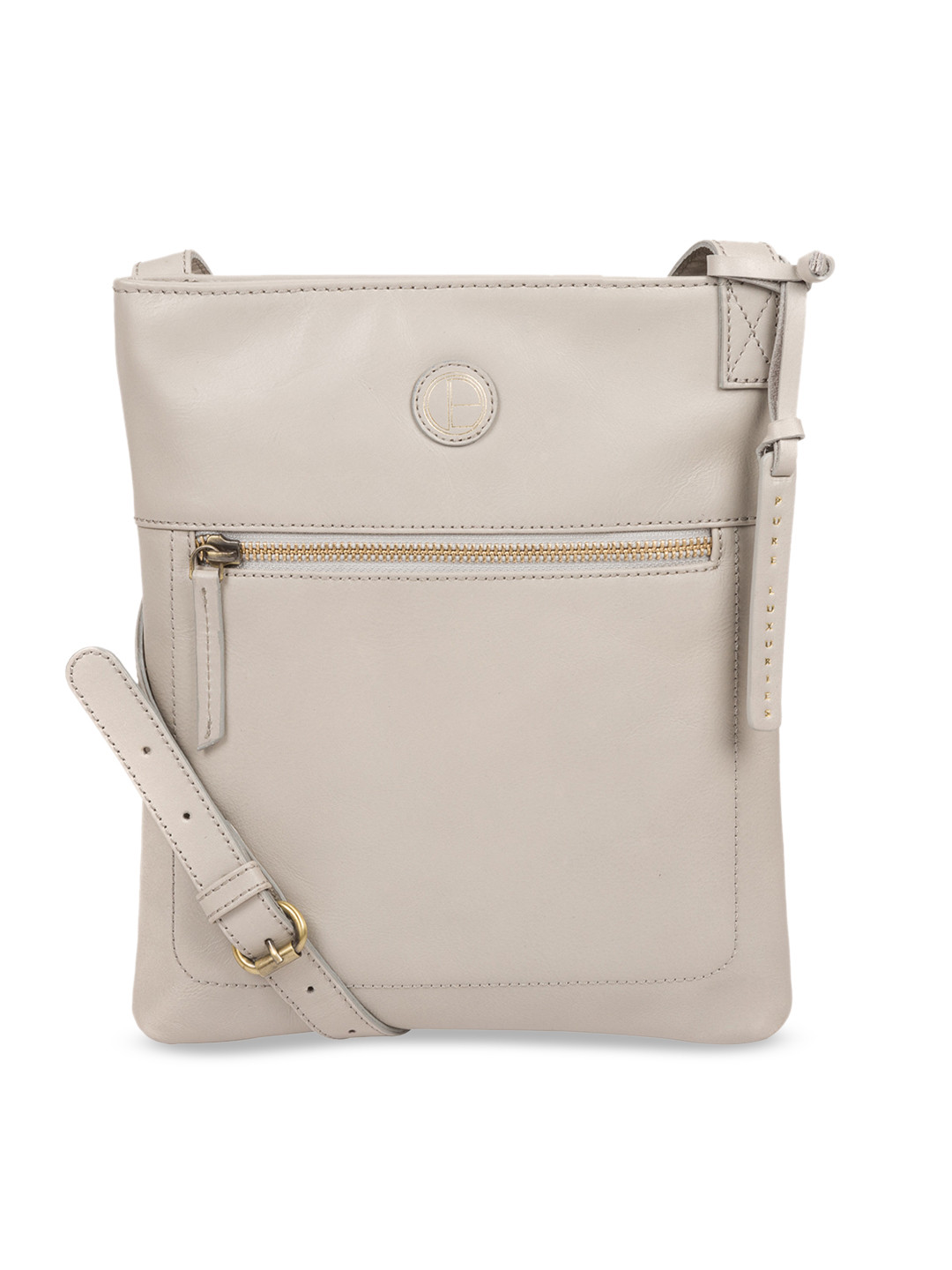 

PURE LUXURIES LONDON Women Grey Solid Genuine Leather Knook Sling Bag