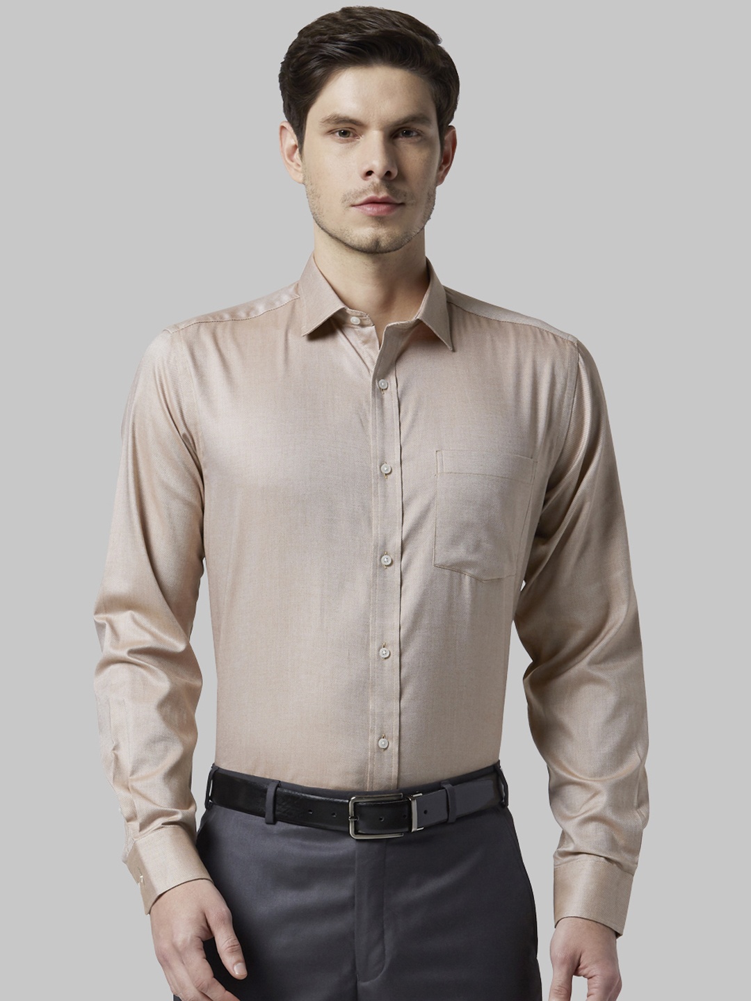 

Park Avenue Men Beige Regular Fit Solid Formal Shirt