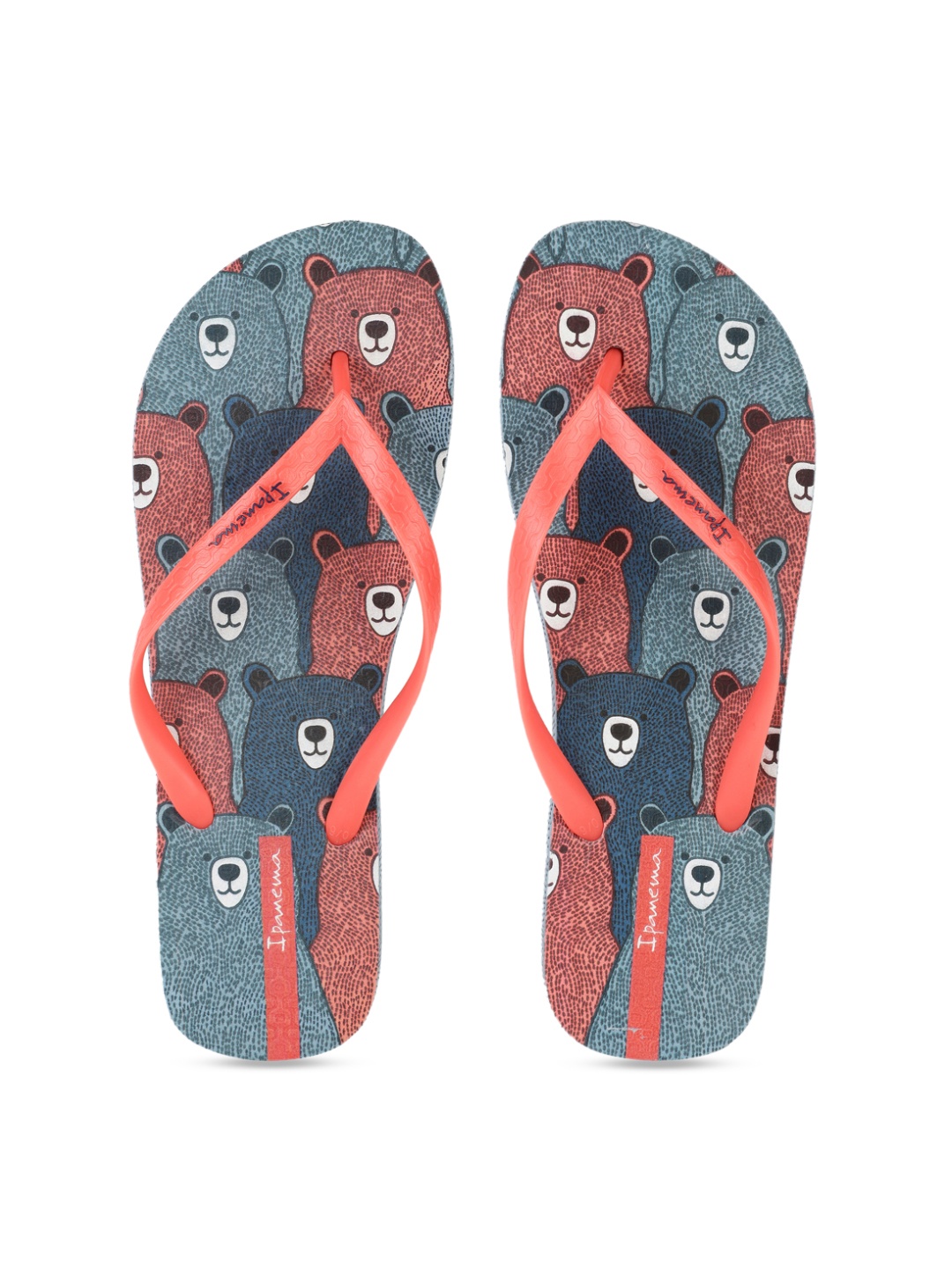 

iPanema Women Coral Orange & Navy Blue Printed Thong Flip-Flops
