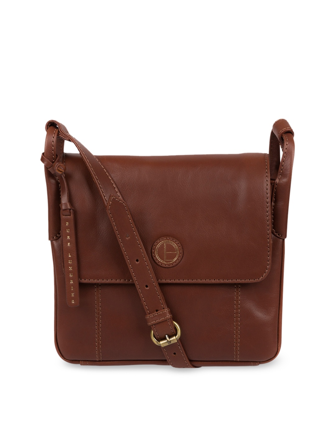 

PURE LUXURIES LONDON Women Brown Solid Genuine Leather Houghton Sling Bag