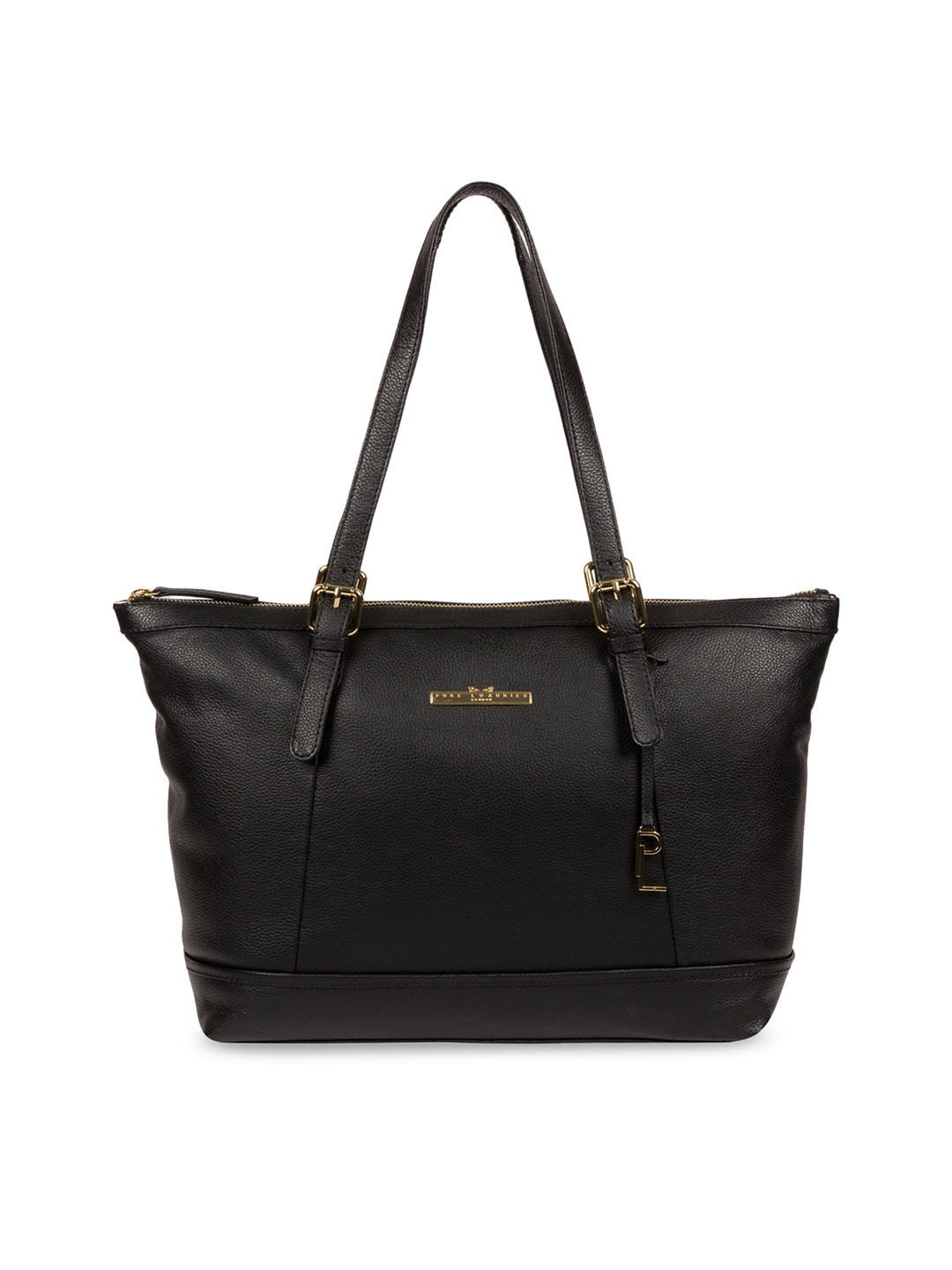

PURE LUXURIES LONDON Women Black Solid Genuine Leather Thame Shoulder Bag