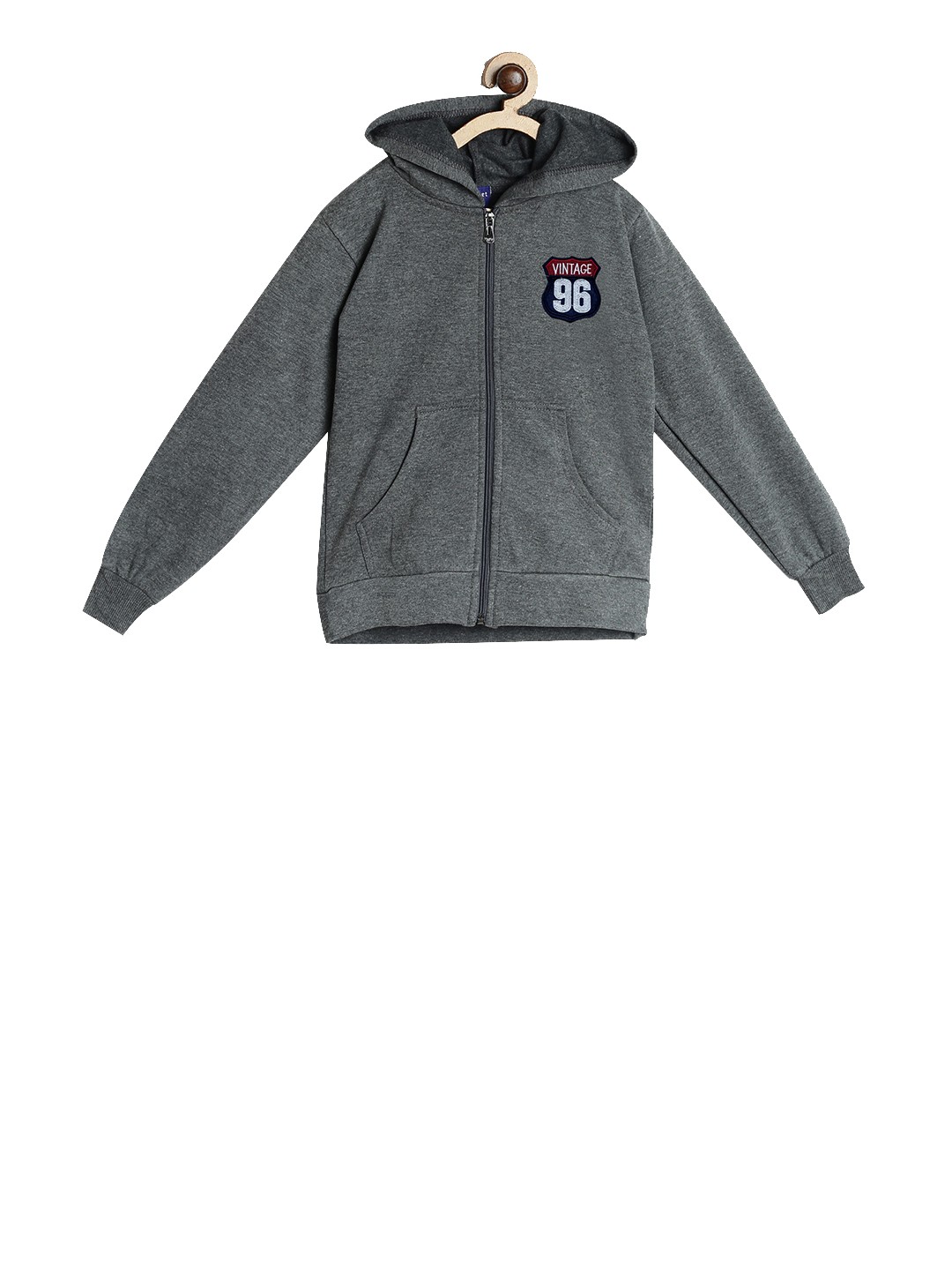 

SWEET ANGEL Kids Grey Melange Solid Hooded Sweatshirt