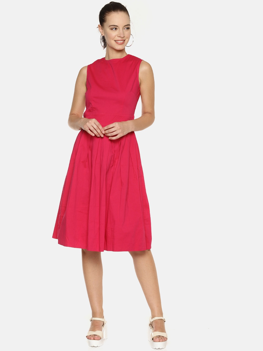 

AARA Women Pink Solid A-Line Dress