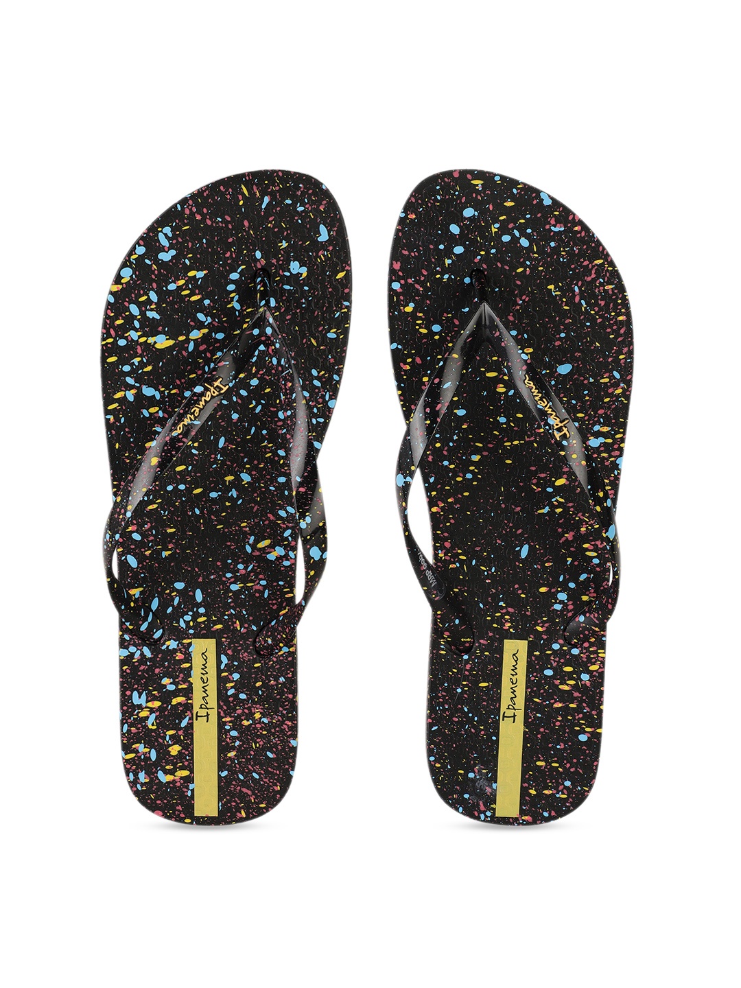 

iPanema Women Black & Blue Paint Splatter Print Thong Flip-Flops