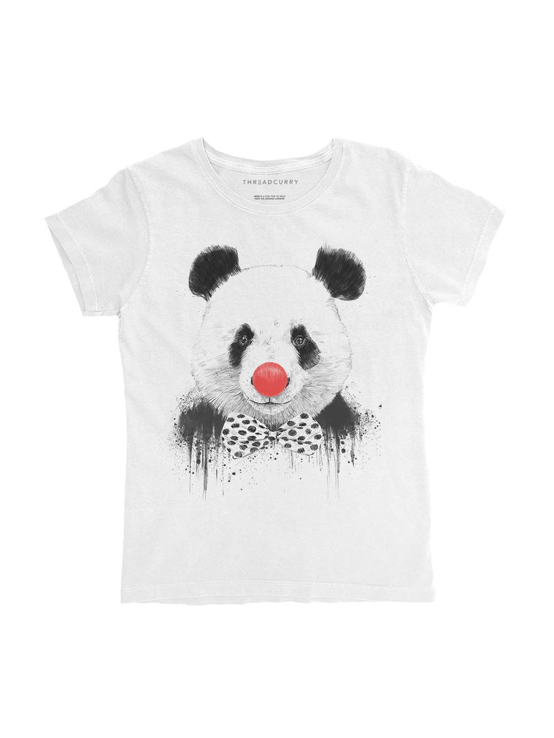 

THREADCURRY Girls White Printed Round Neck T-shirt