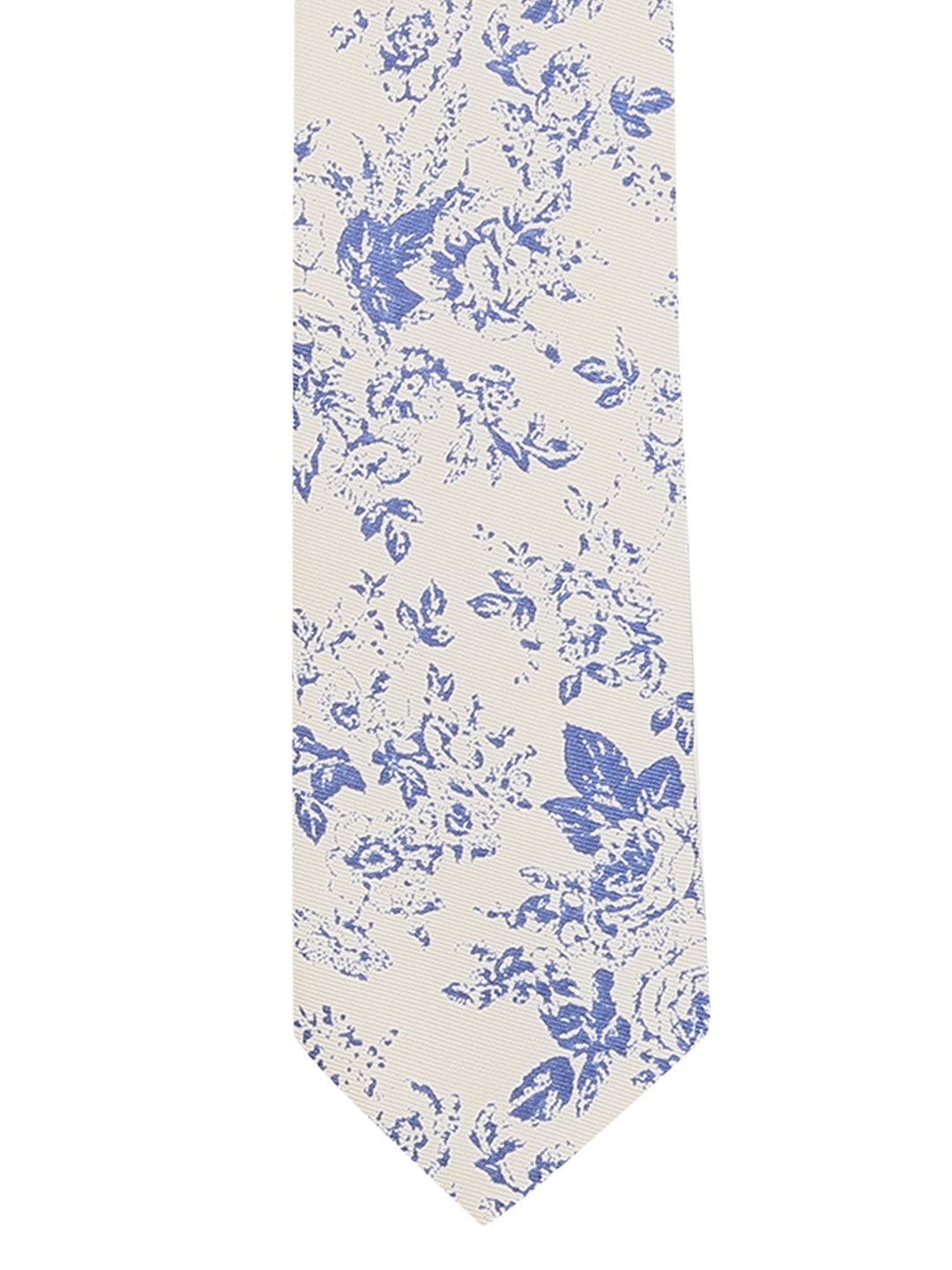 Van Heusen White & Blue Printed Broad Tie