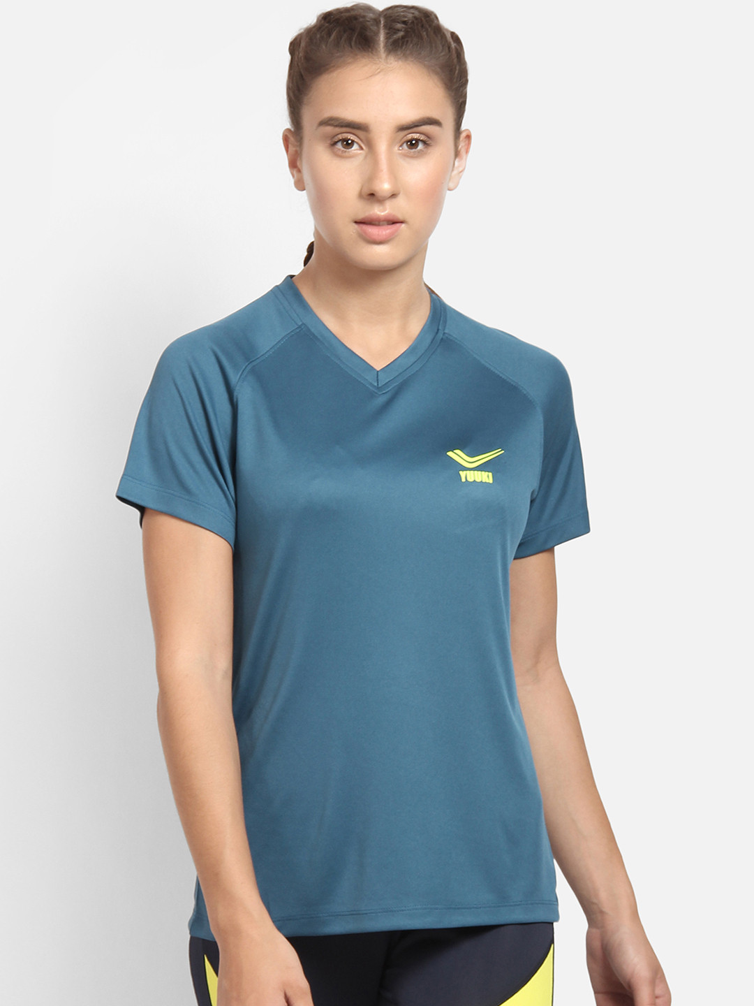 

Yuuki Women Blue Solid V-Neck T-shirt