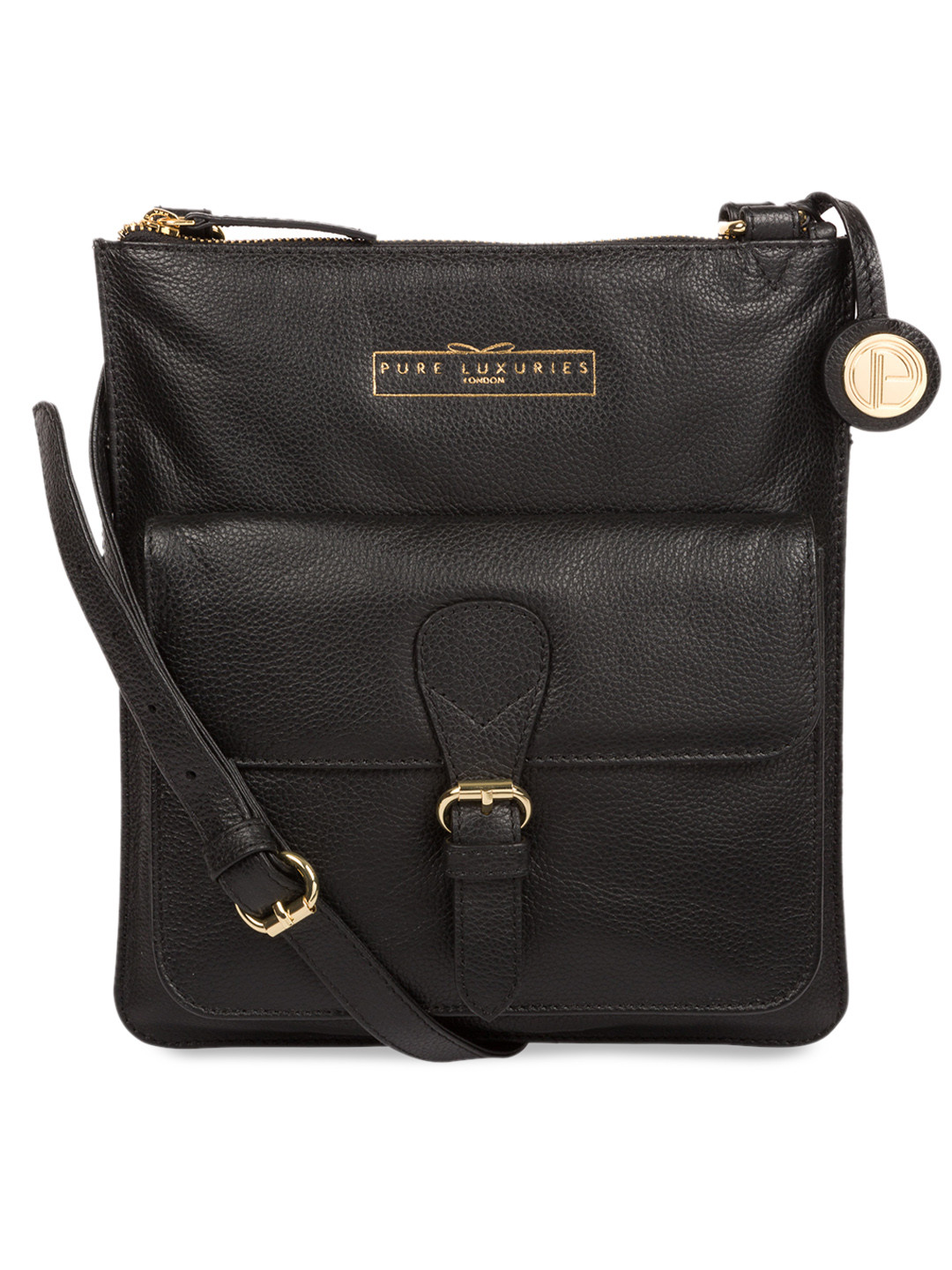 

PURE LUXURIES LONDON Women Black Solid Genuine Leather Kenley Sling Bag
