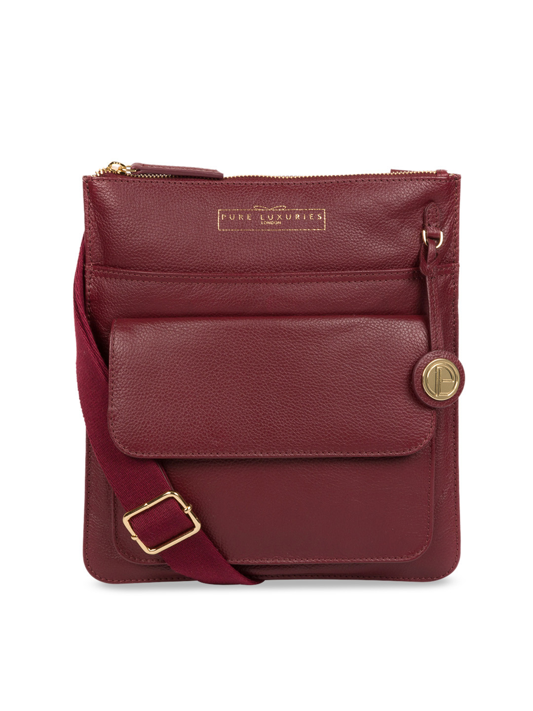 

PURE LUXURIES LONDON Women Maroon Solid Genuine Leather Langley Sling Bag