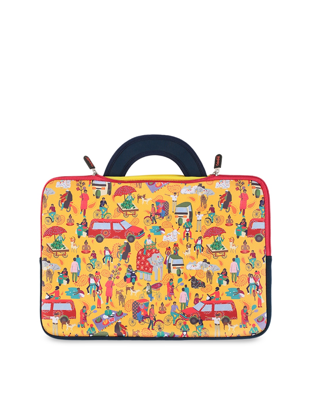 

Chumbak Unisex Yellow & Red Printed Laptop Sleeve