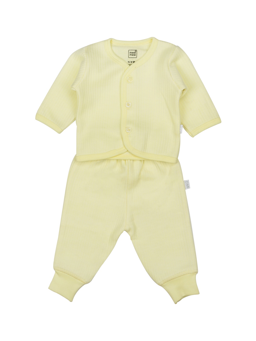 

MeeMee Unisex Yellow Self-Striped Shirt with Joggers