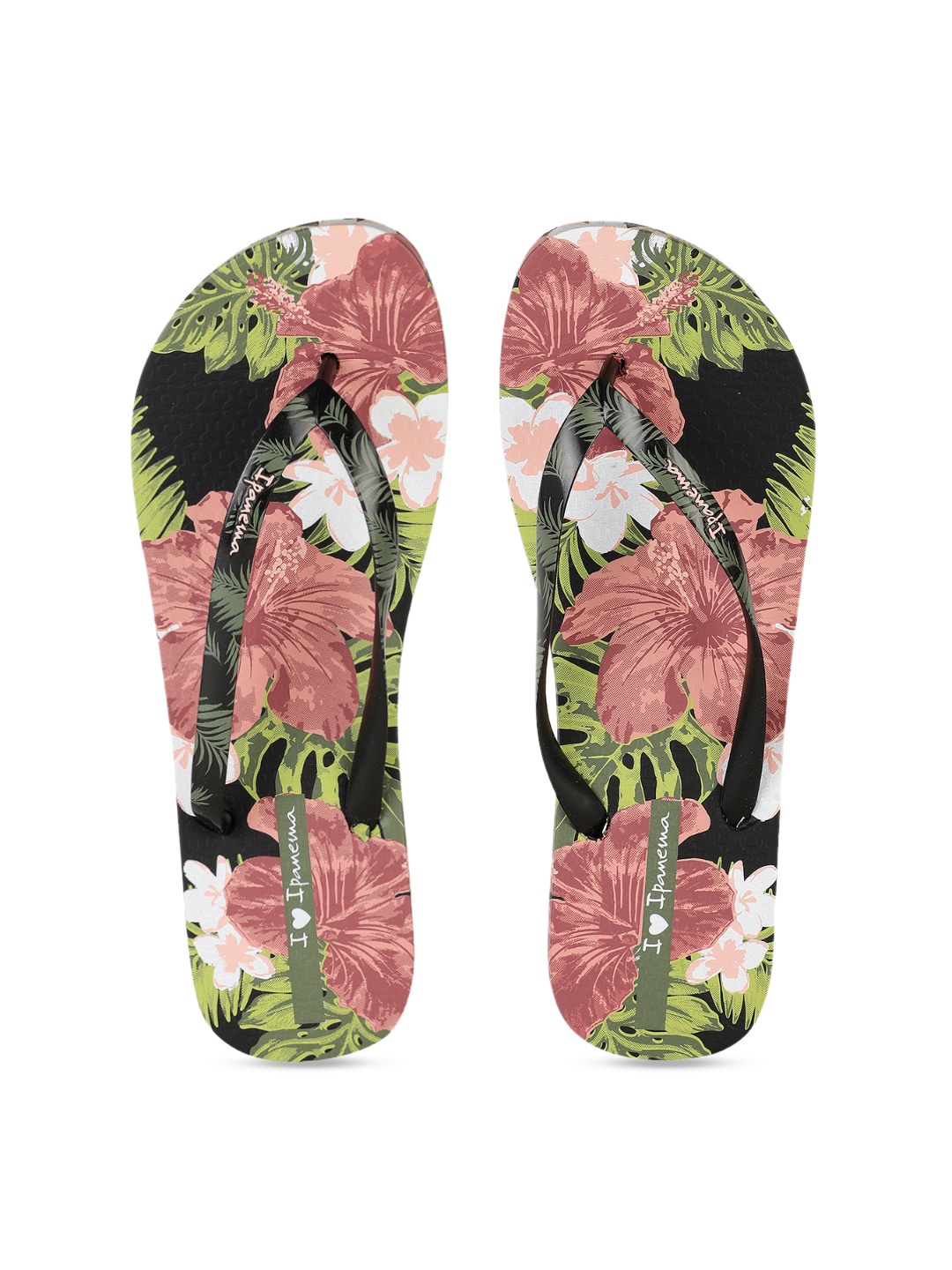 

iPanema Women Black & Dusty Pink Floral Print Thong Flip-Flops